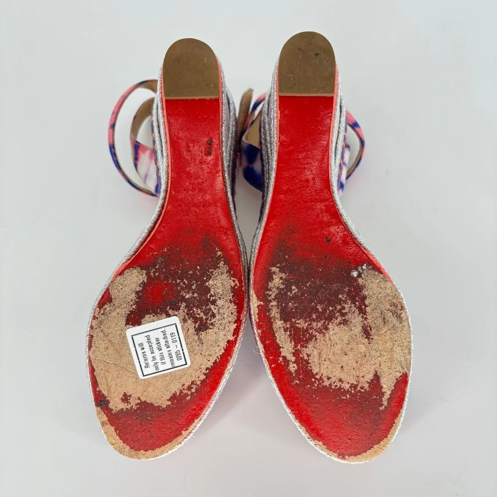 Christian Louboutin Duplice Tie-Dye Wedge Sandals Pink Women Size 36 Espadrille